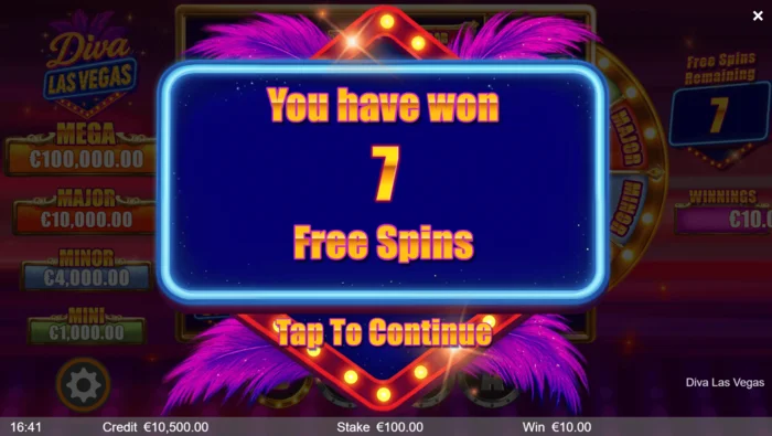 Diva Las Vegas - inicio de tiradas gratis de bonificación